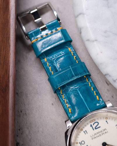 Bespoke Watch Strap in Turquoise Blue Crocodile