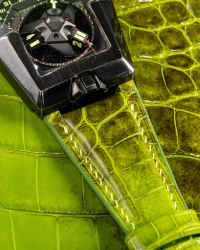 Bespoke Watch Strap in Apple Green Himalayan Crocodile