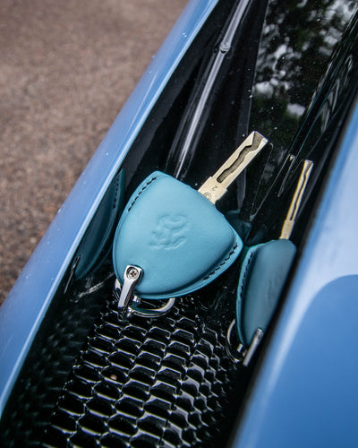 Bespoke Key Fob Cover in Baby Blue Nappa