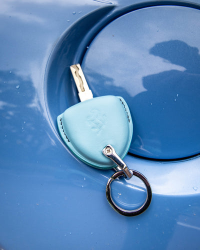 Bespoke Key Fob Cover in Baby Blue Nappa