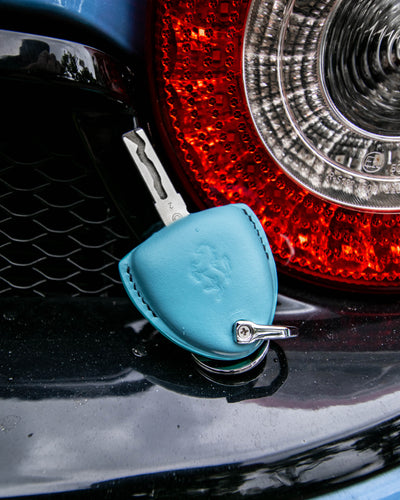 Bespoke Key Fob Cover in Baby Blue Nappa