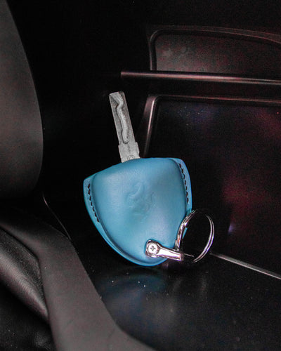 Bespoke Key Fob Cover in Baby Blue Nappa