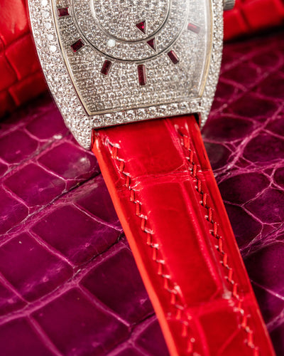 Bespoke Watch Strap in Ferrari Red Crocodile