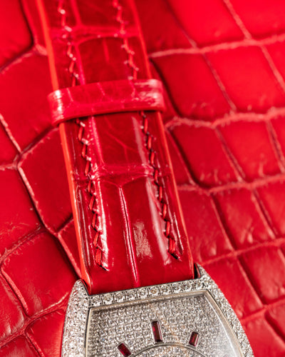 Bespoke Watch Strap in Ferrari Red Crocodile