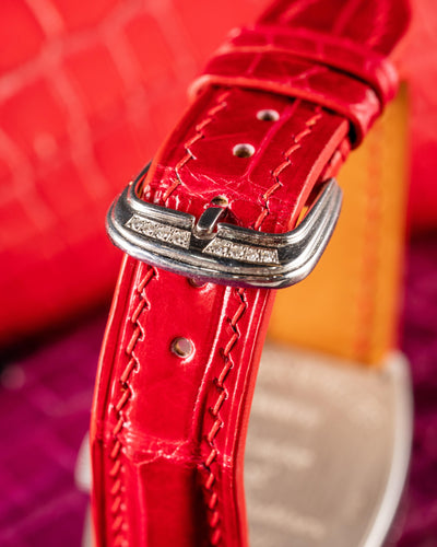 Bespoke Watch Strap in Ferrari Red Crocodile