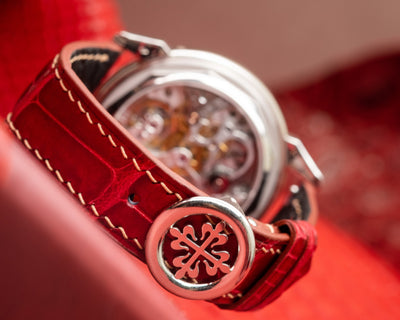 Bespoke Watch Strap in Blood Red Crocodile