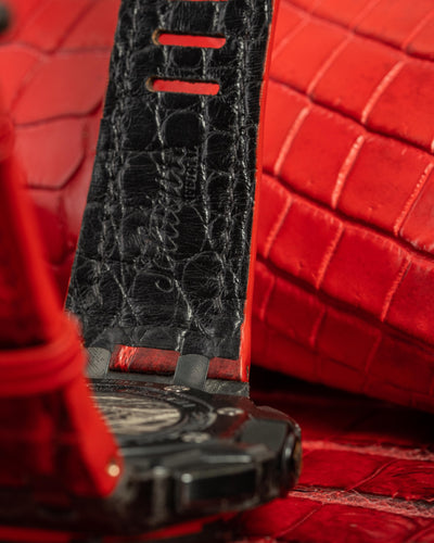 Bespoke Watch Strap in Red Himalayan Crocodile