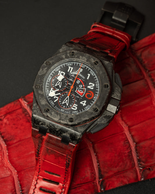 Bespoke Watch Strap in Red Himalayan Crocodile