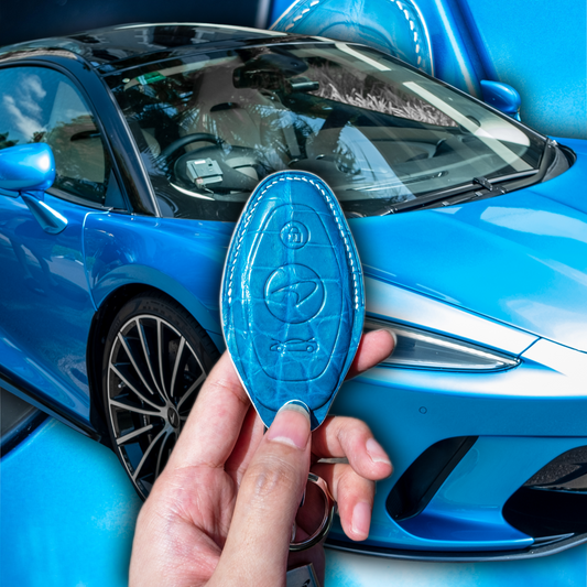 Bespoke Key Fob Cover in Miami Blue Crocodile