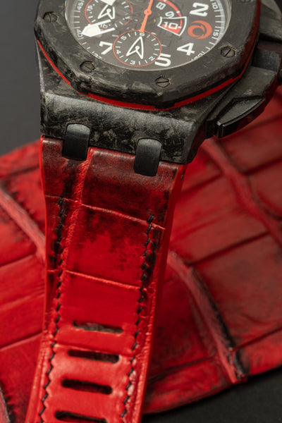 Bespoke Watch Strap in Red Himalayan Crocodile