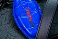 Bespoke Key Fob Cover in Electric Blue & Ferrari Red Crocodile
