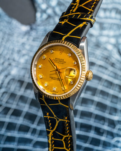 Bespoke Watch Strap in Black Gold Alligator
