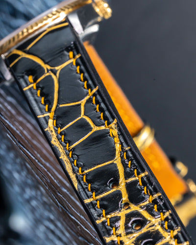 Bespoke Watch Strap in Black Gold Alligator