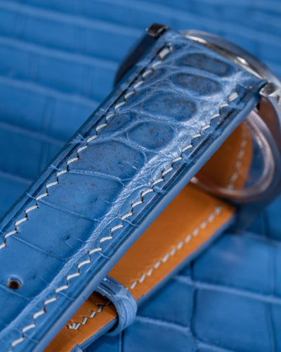 Bespoke Watch Strap in Baby Blue Himalayan Crocodile