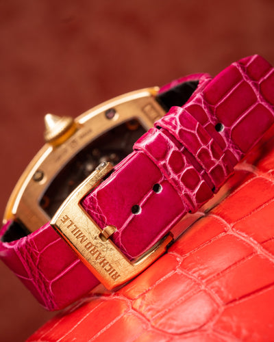 Bespoke Watch Strap In Fuchsia Pink Crocodile