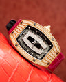 Bespoke Watch Strap In Fuchsia Pink Crocodile
