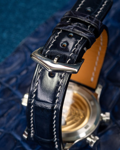Bespoke Watch Strap in Navy Blue Crocodile