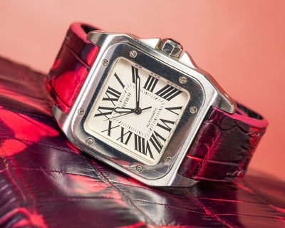 Bespoke Watch Strap in Tie Dye Red Crocodile