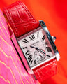 Bespoke Watch Strap in Ferrari Red Crocodile