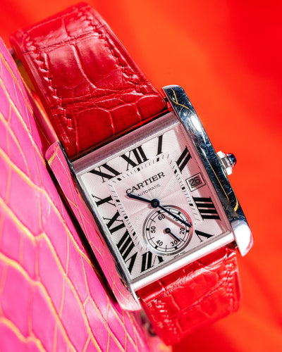 Bespoke Watch Strap in Ferrari Red Crocodile
