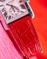 Bespoke Watch Strap in Ferrari Red Crocodile