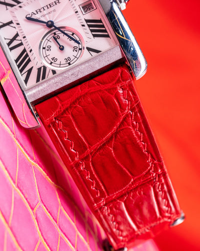 Bespoke Watch Strap in Ferrari Red Crocodile