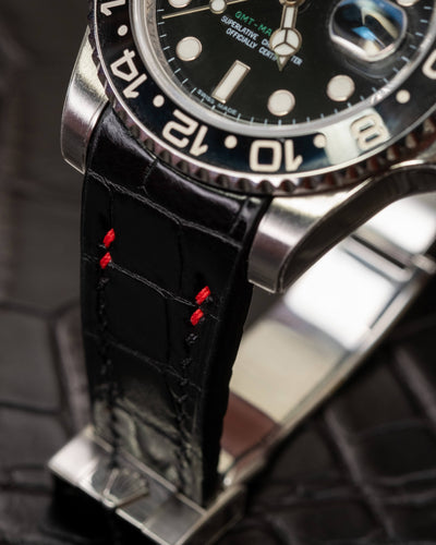 Bespoke Watch Strap in Black Crocodile