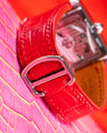 Bespoke Watch Strap in Ferrari Red Crocodile