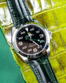 Bespoke Watch Strap in Hunter Green Crocodile