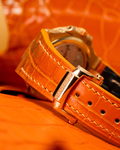 Bespoke Watch Strap in Orange Himalayan Crocodile