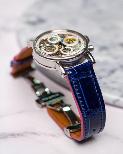 Bespoke Watch Strap in Electric Blue Crocodile
