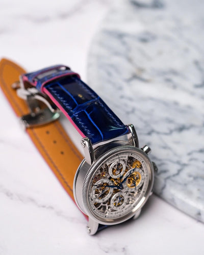 Bespoke Watch Strap in Electric Blue Crocodile