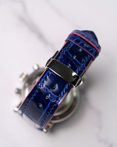 Bespoke Watch Strap in Electric Blue Crocodile