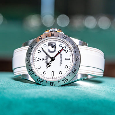 Solitaire Rubber straps in Snowy White for Rolex Explorer 16570