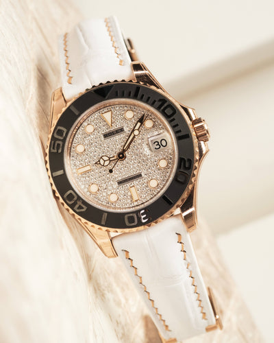 Bespoke Watch Strap in White Crocodile