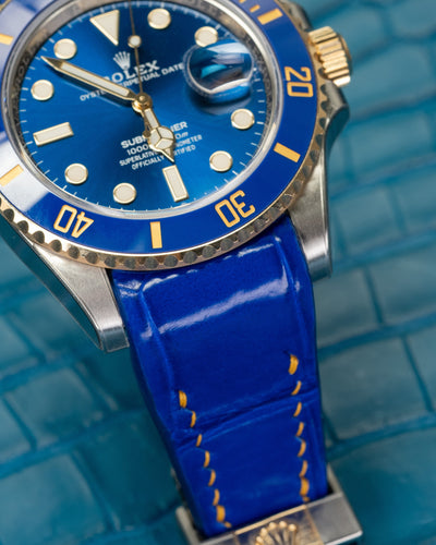Bespoke Watch Strap in Electric Blue Crocodile