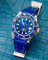 Bespoke Watch Strap in Electric Blue Crocodile