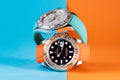 Solitaire Rubber straps in Zesty Orange and Turquoise Blue for Rolex Yacht-Master II 116621/126621 and 116622/16622