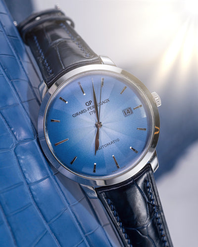Bespoke Watch Strap in Peacock Blue Crocodile