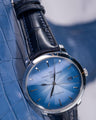 Bespoke Watch Strap in Peacock Blue Crocodile