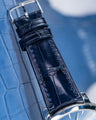 Bespoke Watch Strap in Peacock Blue Crocodile