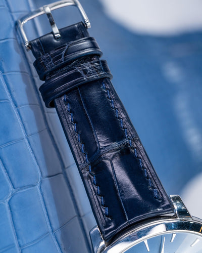 Bespoke Watch Strap in Peacock Blue Crocodile