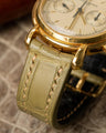 Bespoke Watch Straps in Pear Green Alligator & Grey Himalayan Crocodile