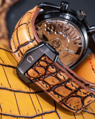 Bespoke Watch Strap in 2 Tone Chestnut Brown Crocodile