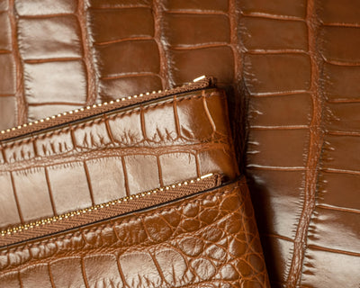 Bespoke Zipper Wallet in Chestnut Brown Alligator