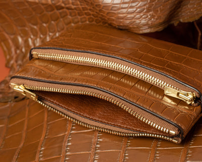 Bespoke Zipper Wallet in Chestnut Brown Alligator