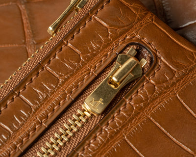 Bespoke Zipper Wallet in Chestnut Brown Alligator
