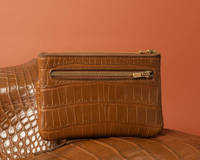 Bespoke Zipper Wallet in Chestnut Brown Alligator