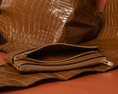 Bespoke Zipper Wallet in Chestnut Brown Alligator