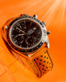 Bespoke Watch Strap in Orange Chevre
